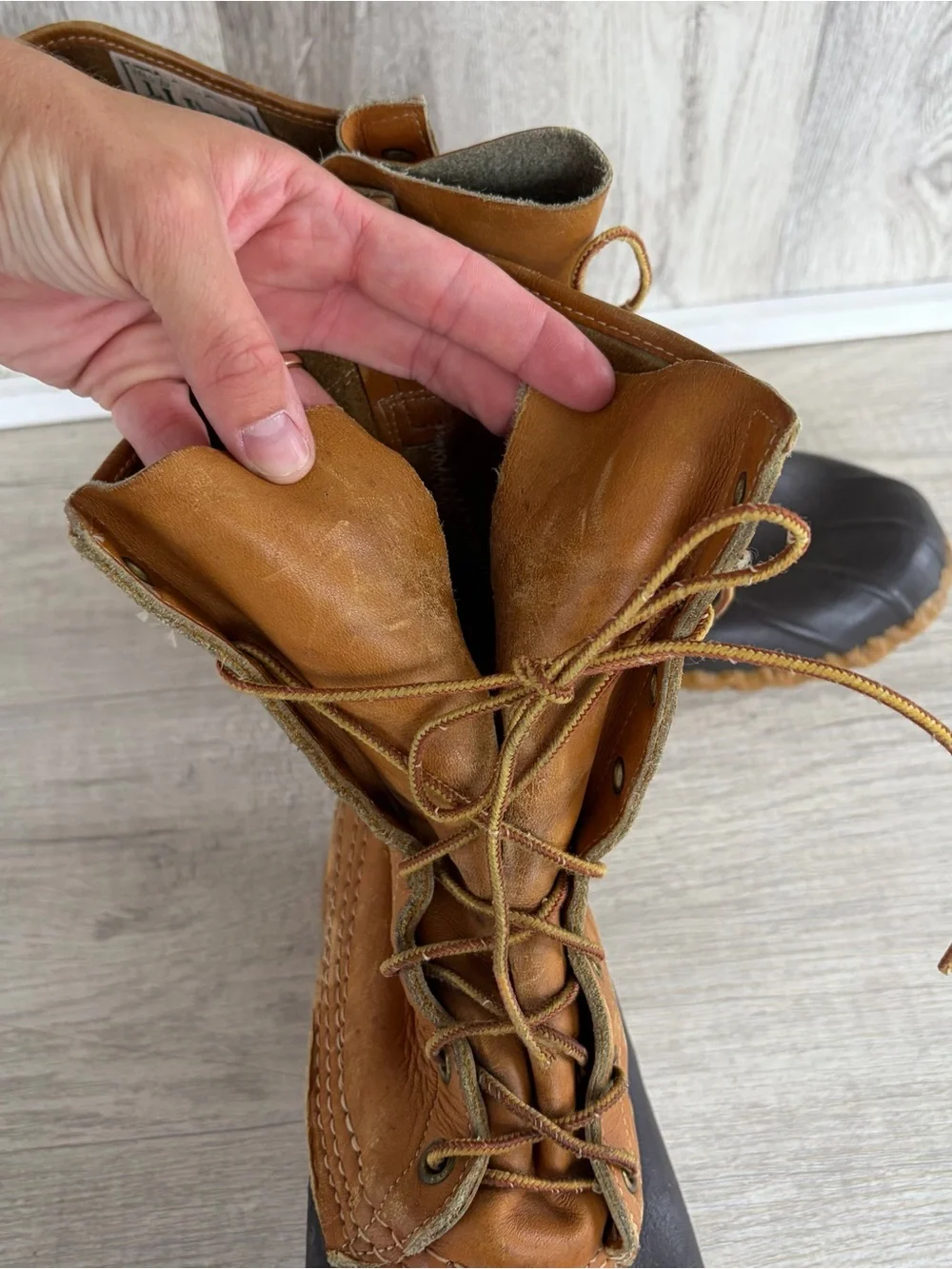 Vintage LL Bean Boot Maine Hunting Shoe Duck Bean  Brown Made In USA Mens